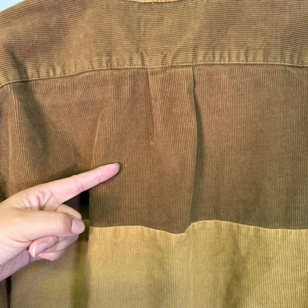 J. Crew Mens  Midweight Corduroy Workshirt in Colorblock Medium Brown tan